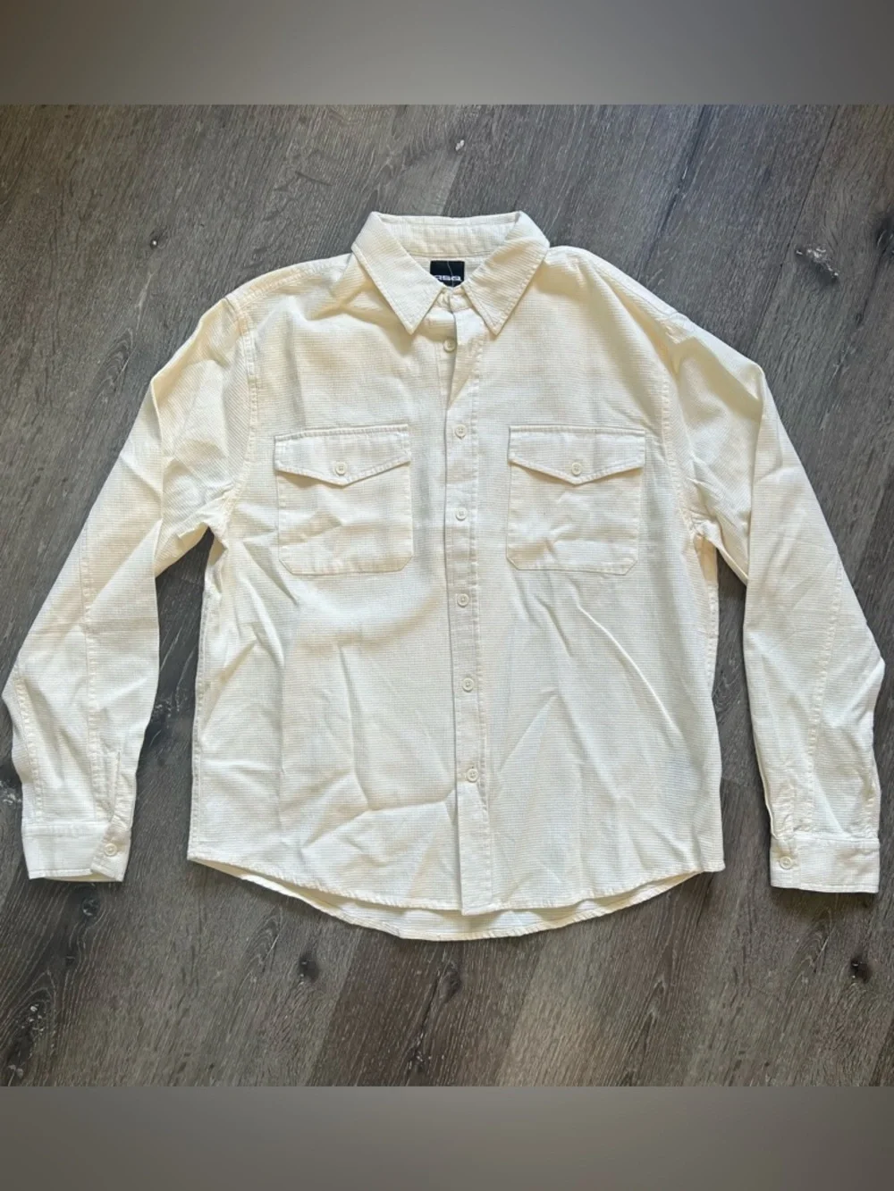 NWT Mens M Oversized RSQ Creme‎ Off White Long Sleeve Buton Down Shirt Tillys